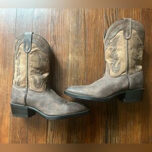 Abilene Boot Co. Sage Cutout Snip toe Two-Tone Western Boots - Brown and Tan
